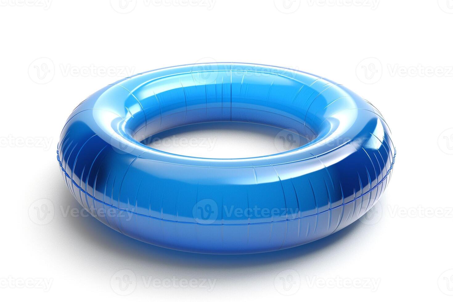 A vibrant blue inflatable pool ring, ideal for summer fun and relaxation in the water. photo