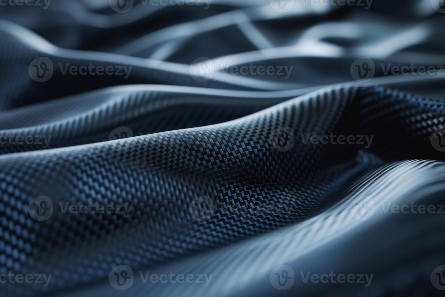 Close-up of textured black fabric showcasing wavy patterns and sheen. photo