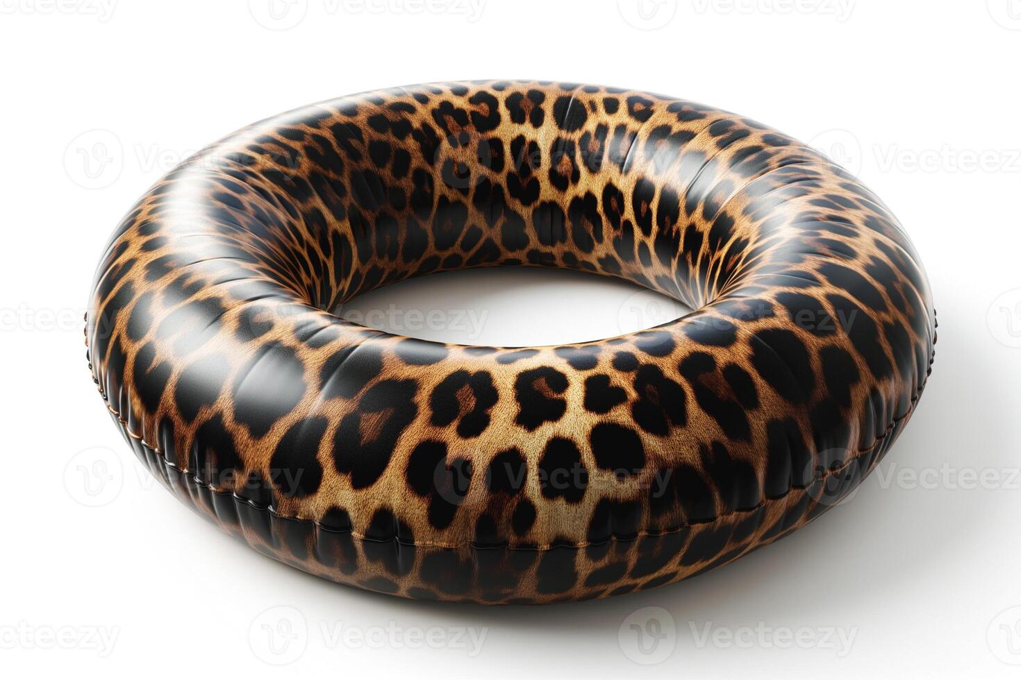 Leopard print inflatable swim ring, perfect for summer fun and pool parties. photo