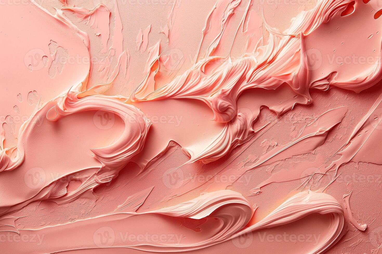 A close-up view of smooth, creamy pink texture, reminiscent of soft makeup or pastel frosting. photo