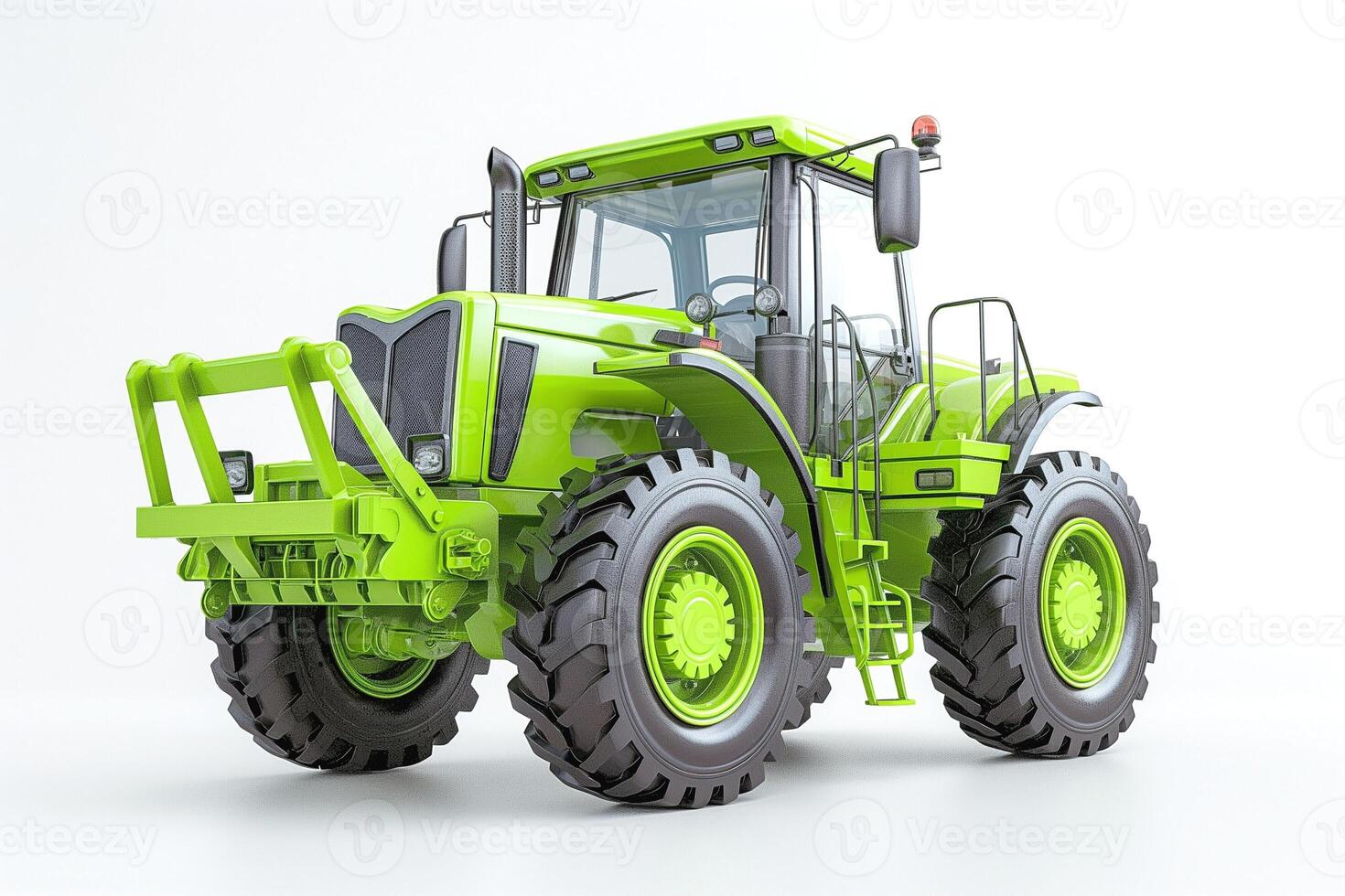 A vibrant green agricultural tractor showcasing modern design and sturdy features. photo