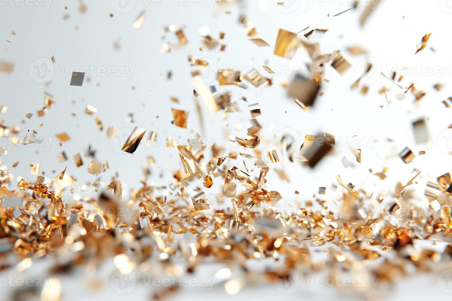 A dazzling explosion of golden confetti creating a festive and celebratory atmosphere. photo