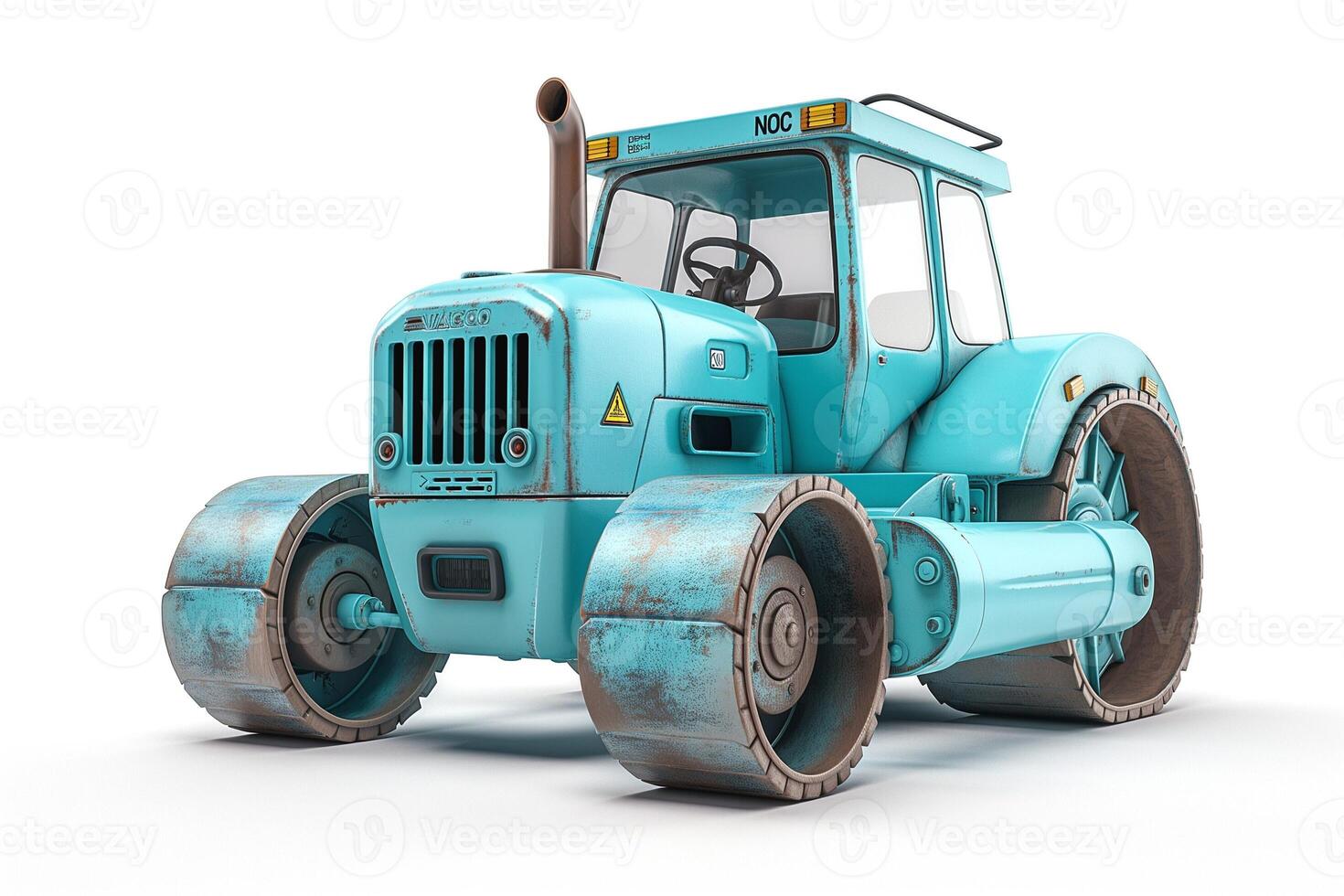A vintage blue tractor with oversized wheels, showcasing a charming retro design, ideal for agricultural or farm-themed projects. photo