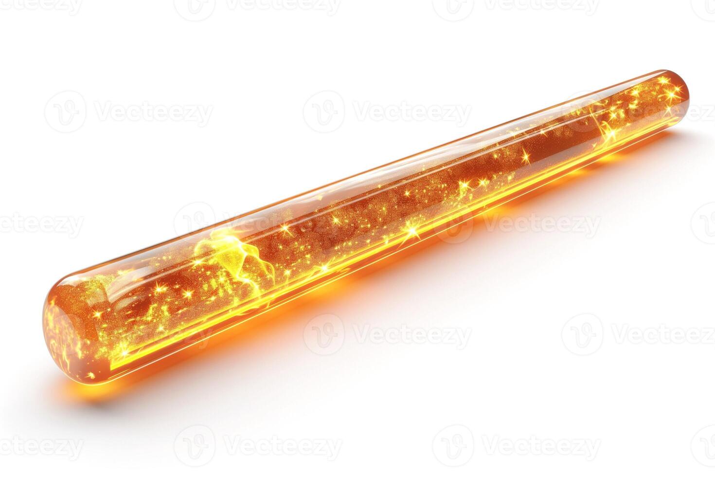 A glowing test tube filled with sparkling orange liquid, creating an eye-catching scientific display. photo