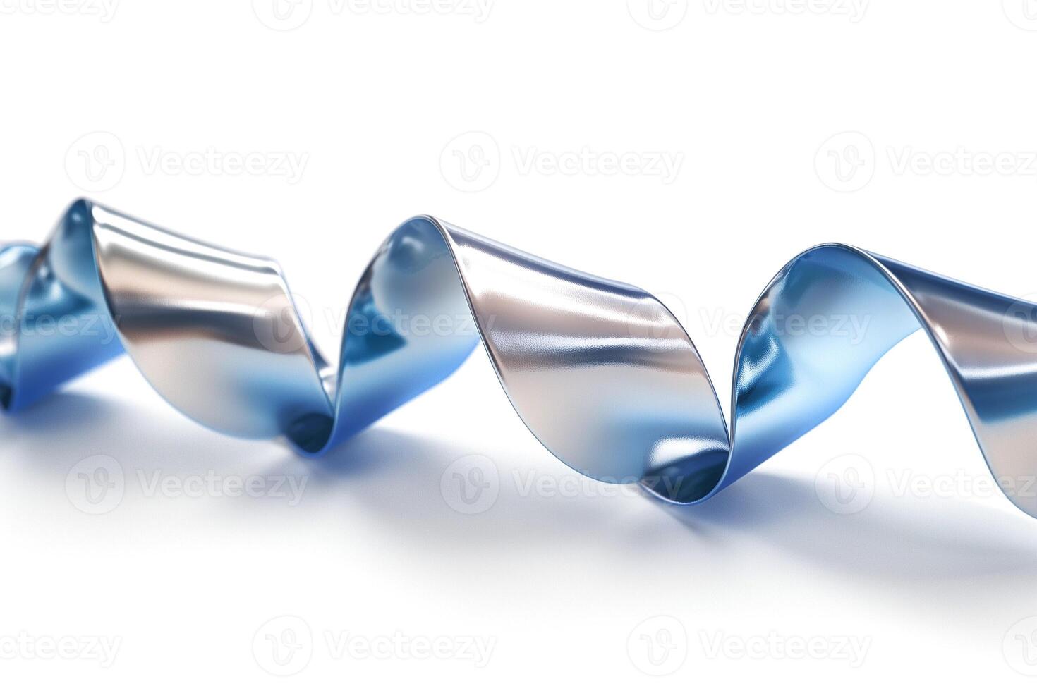 A shimmering blue ribbon elegantly twists and curls, creating a soothing and modern aesthetic. photo