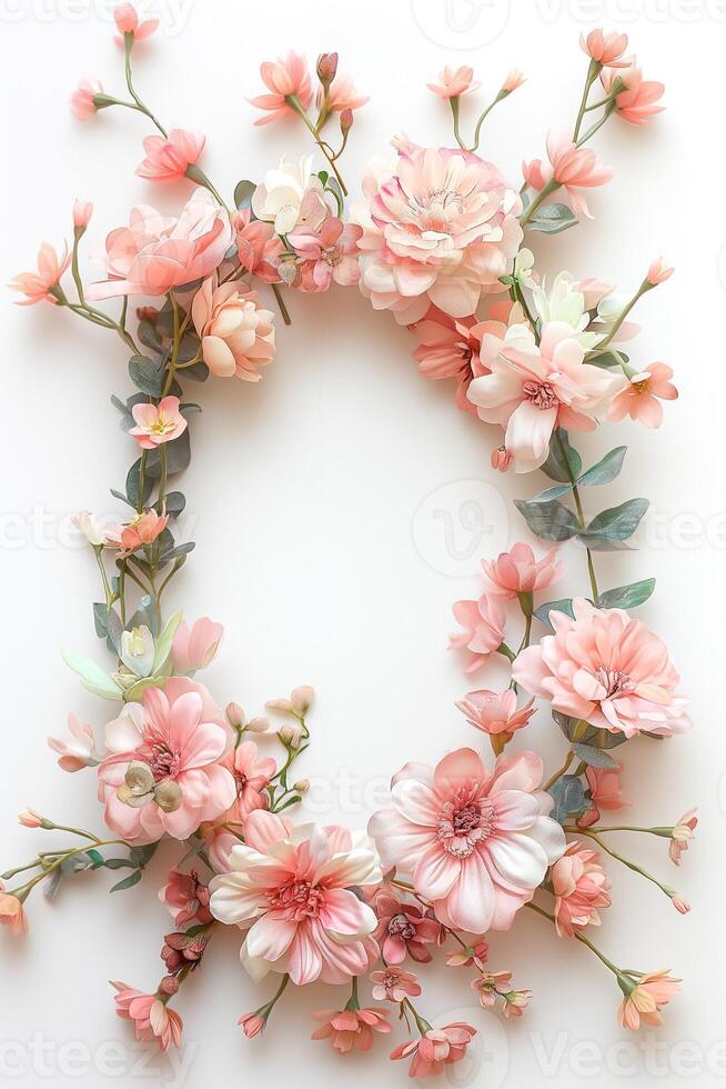 A delicate floral arrangement featuring soft pink and peach blooms, perfect for springtime decor. photo