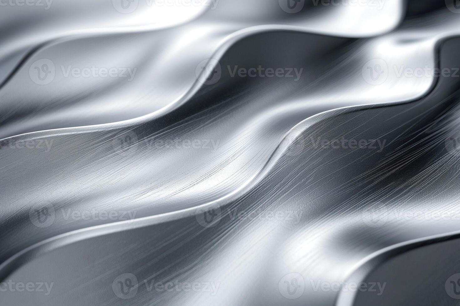 Close-up of elegant metallic waves reflecting light in a modern design. photo