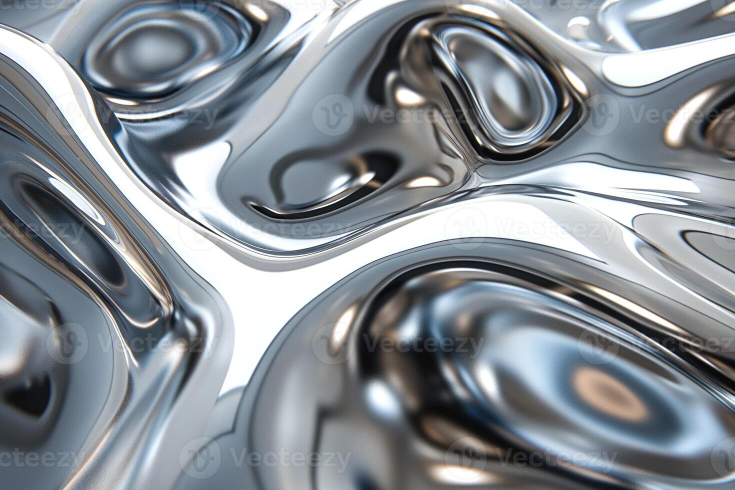 Close-up of a shiny, metallic surface with wavy, reflective patterns. photo