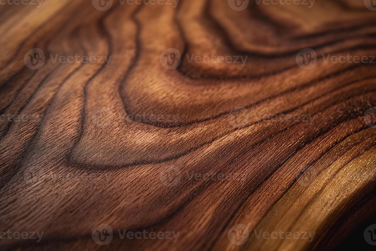 Close-up of a smooth, polished wooden surface showcasing rich grains and warm tones. photo