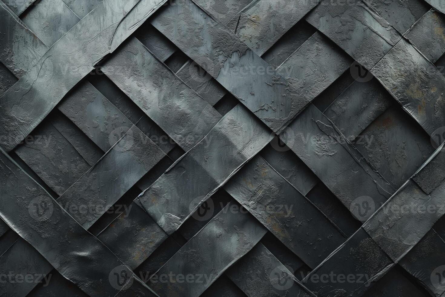 Textured black leather weaving, showcasing intricate patterns and depth. photo