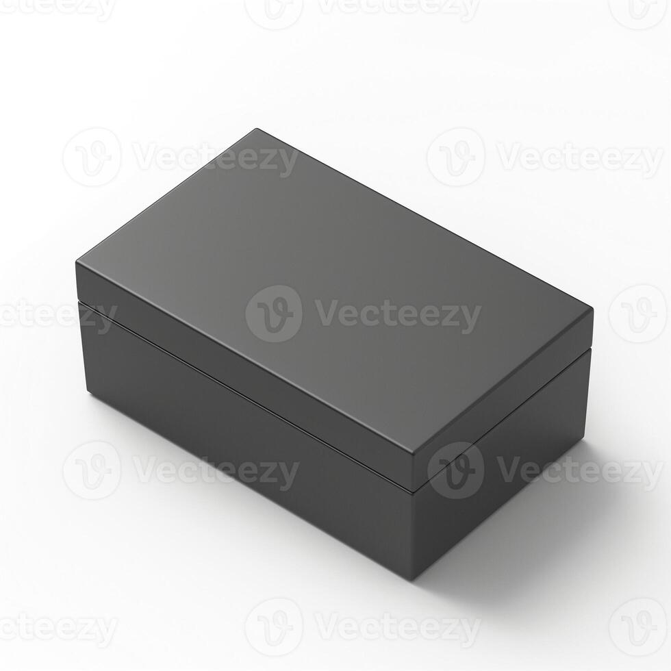 A sleek, modern black box with a smooth, clean design, perfect for storage or gift packaging. photo