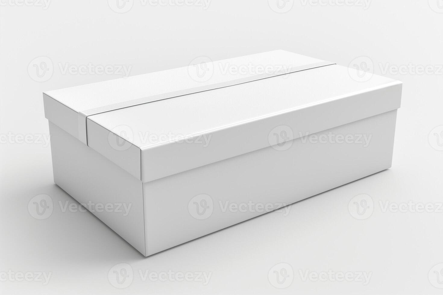 A clean, white storage box on a minimalist background, perfect for organizing various items. photo