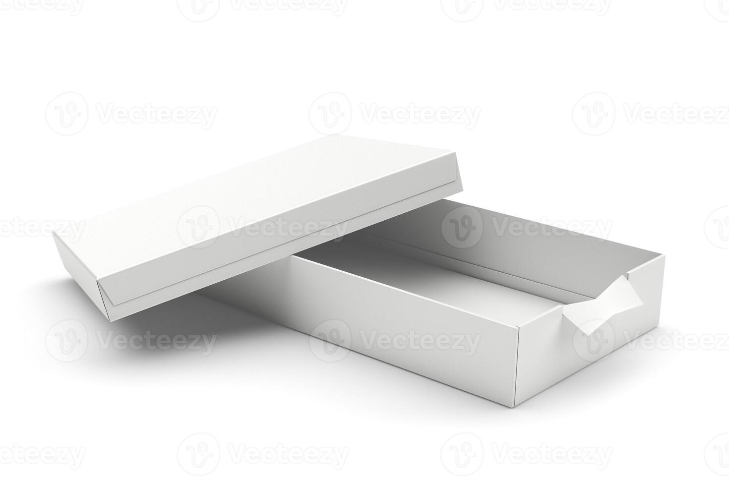 An open white box with a clean and minimalist design, ideal for packaging or gifting. photo