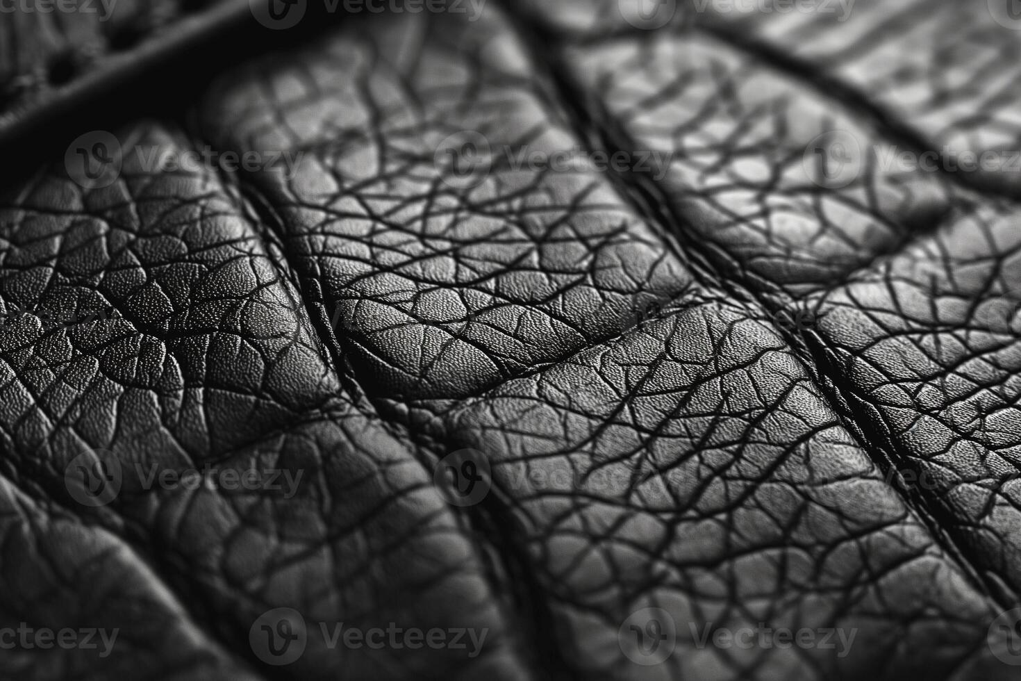 Close-up of luxurious black leather with intricate textures and patterns. photo