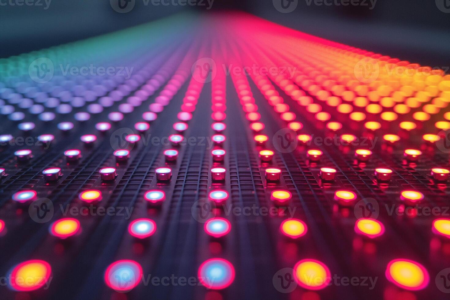 Colorful LED lights create a mesmerizing pattern with vibrant hues, showcasing a blend of red, green, and blue tones. photo