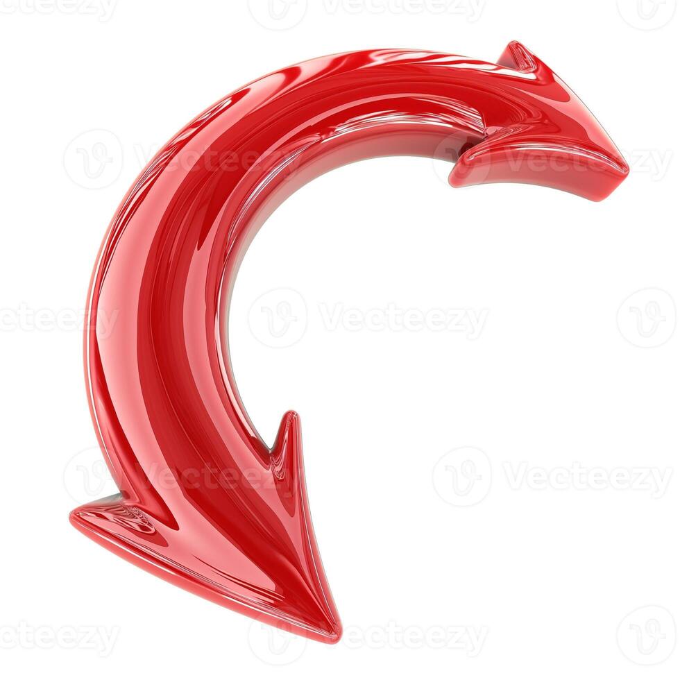 Glossy red circular arrows symbolizing recycling and sustainability. photo