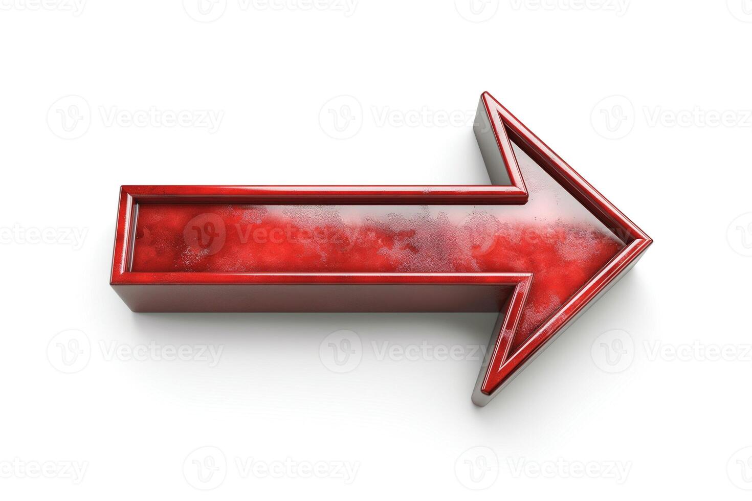 A glossy red arrow pointing right, symbolizing direction and movement. photo