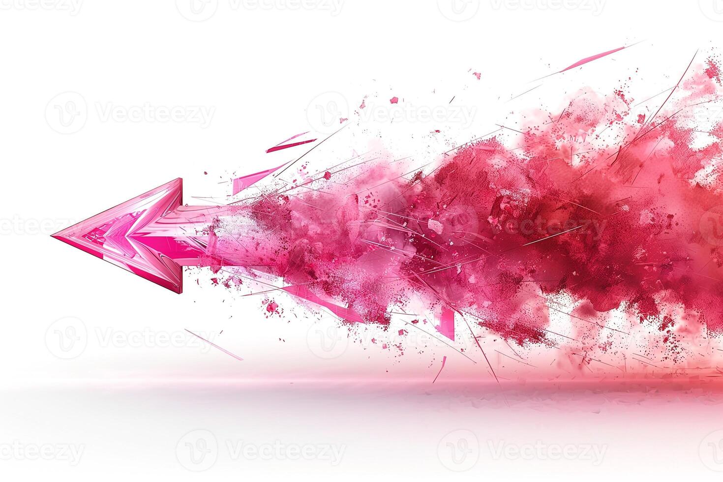 A vibrant pink arrow bursting forward, embodying energy and dynamism against a clean white background. photo