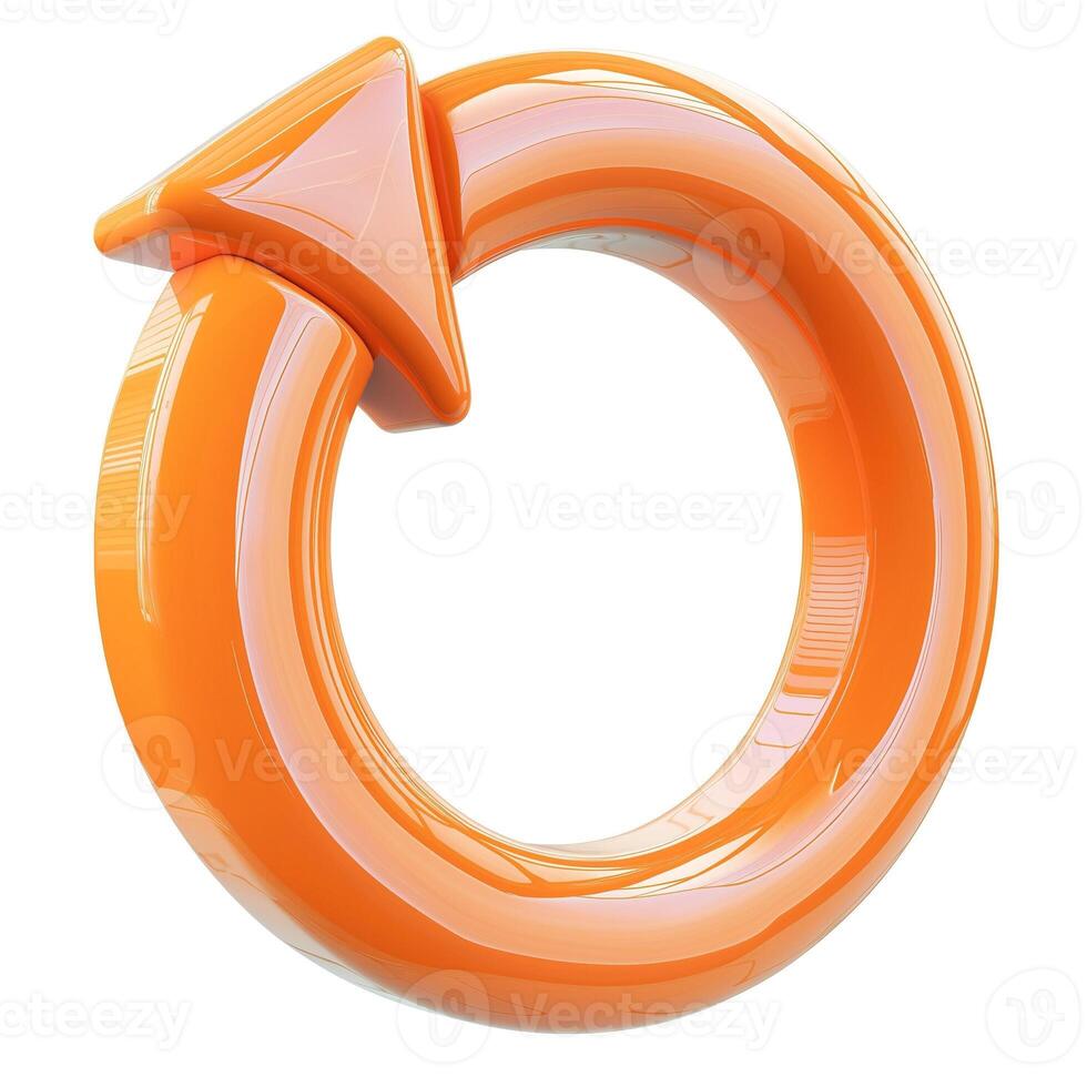 A vibrant orange circular arrow symbol representing recycling, sustainability, and eco-friendliness. photo
