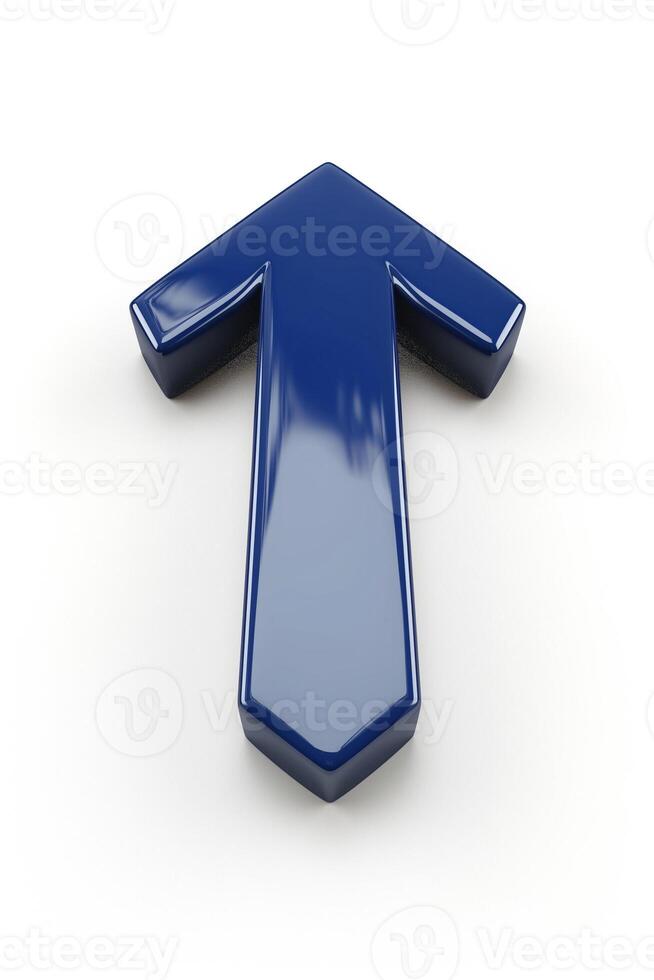 A sleek, glossy blue upward arrow symbolizing progress and direction. photo