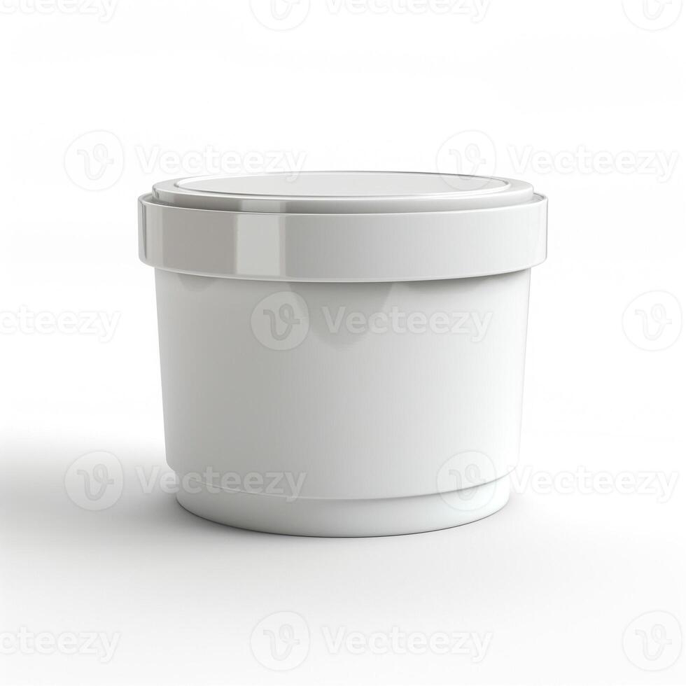 A clean, simple white container with a smooth finish, perfect for packaging various products. photo