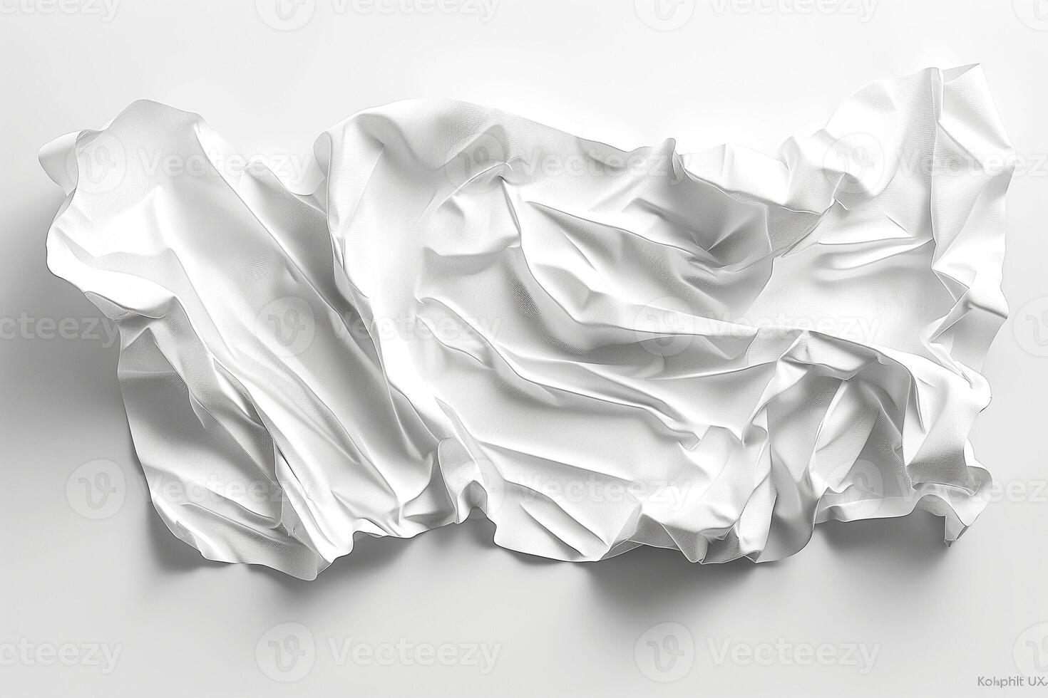 A close-up of crumpled white paper, creating a textured abstract pattern with soft lighting. photo
