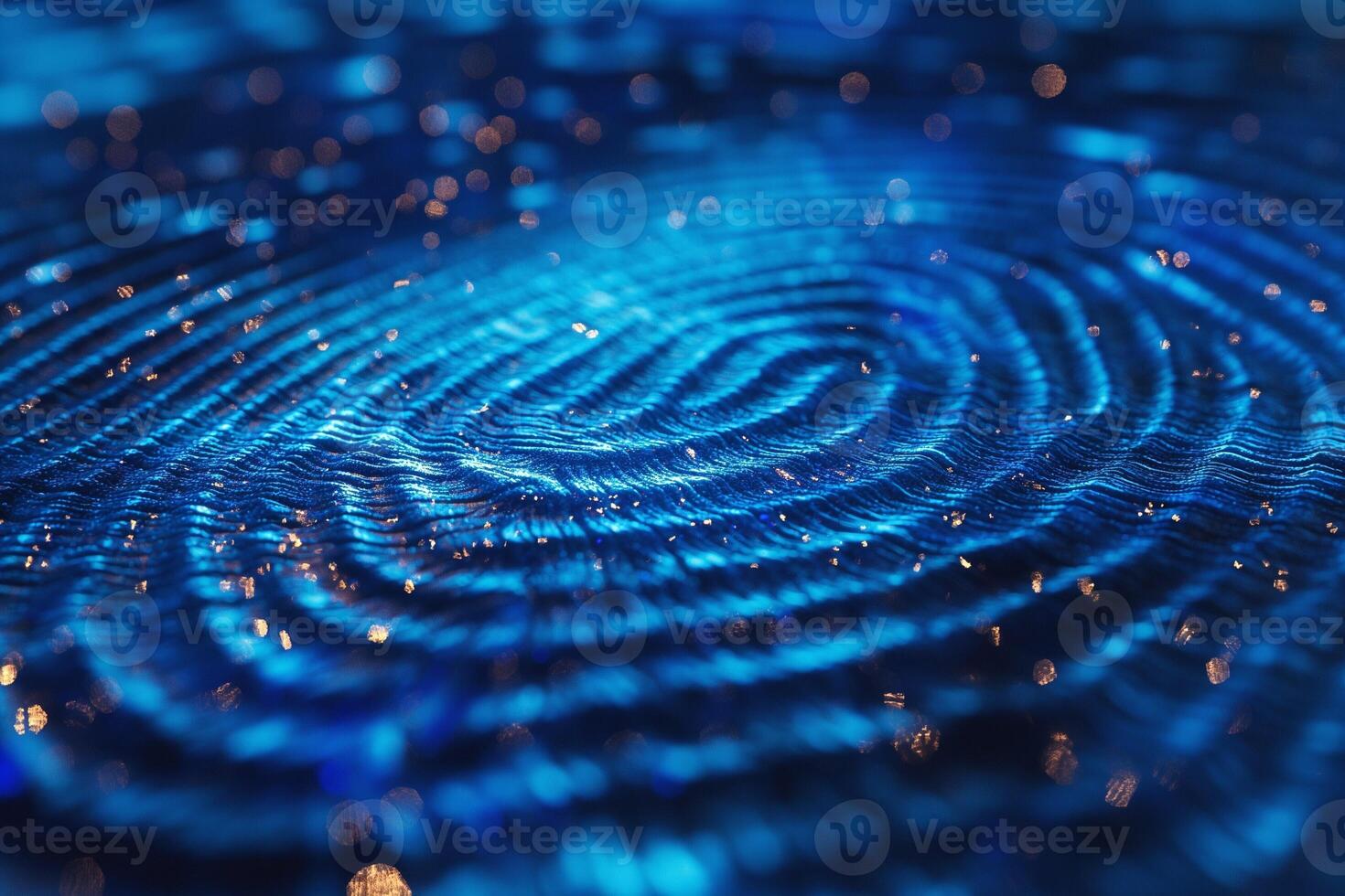 Close-up of an abstract blue fingerprint pattern with shimmering details and a smooth texture. photo
