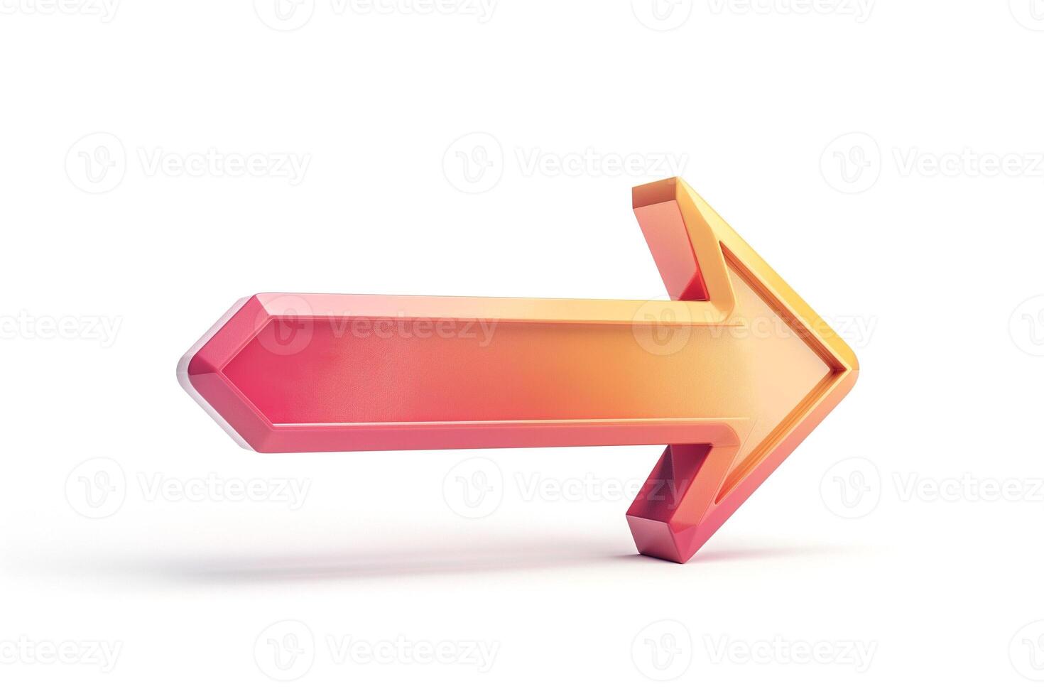 3D arrow pointing right in a vibrant gradient of orange and pink hues. photo