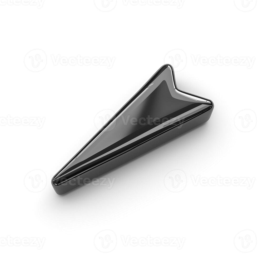 A sleek black arrow-shaped paperweight with a glossy finish, symbolizing direction and focus. photo