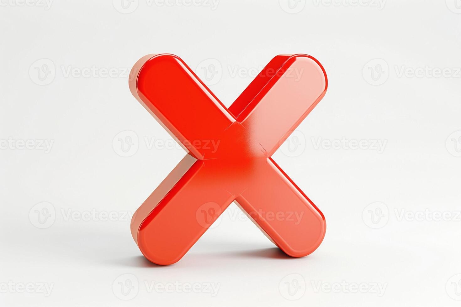 A stylized 3D red 'X' symbol showcasing a glossy finish, perfect for representing errors or disapproval. photo