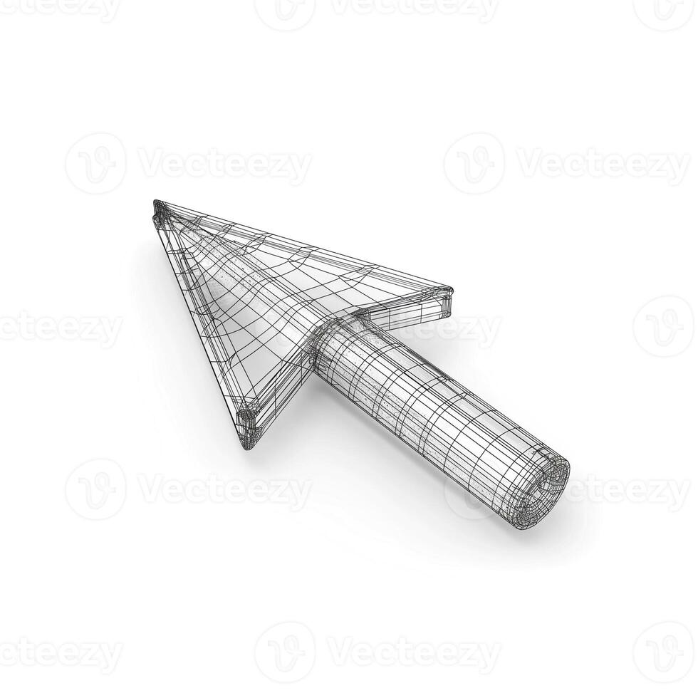 3D wireframe arrow cursor illustrating digital navigation concept. photo