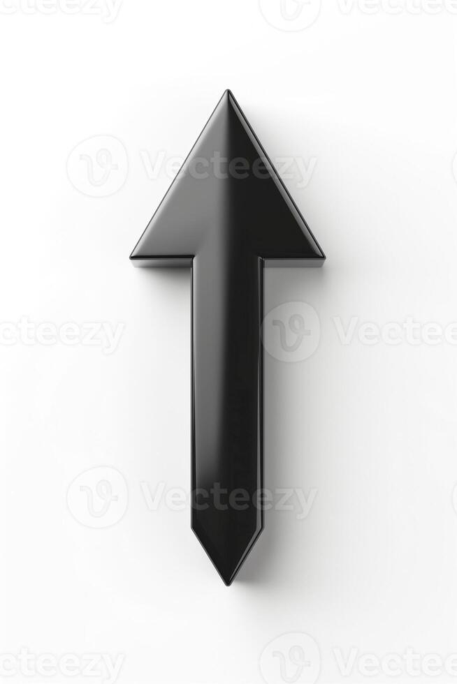 A sleek black arrow pointing upwards, symbolizing progress and direction. photo