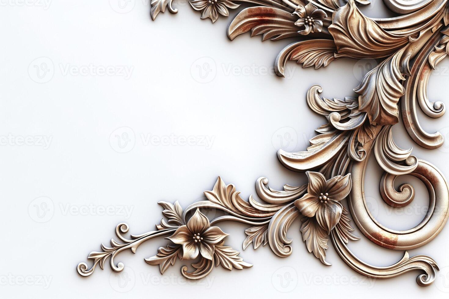 Ornate floral design in elegant metallic tones, adding sophistication to any setting. photo