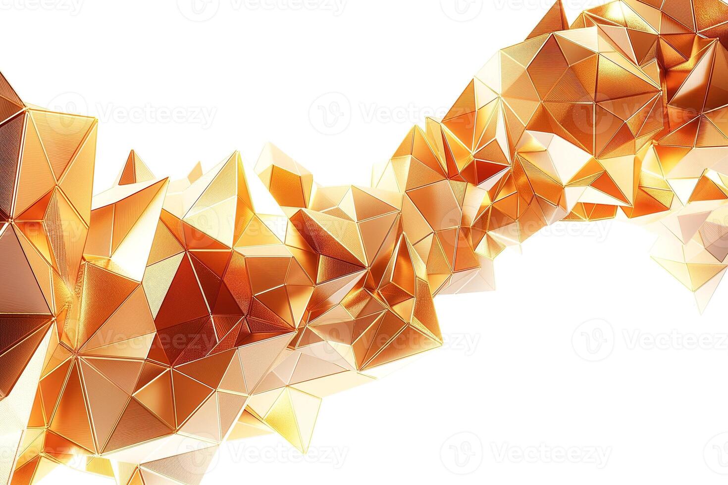 Abstract geometric shapes in shimmering gold hues create a dynamic visual flow. photo
