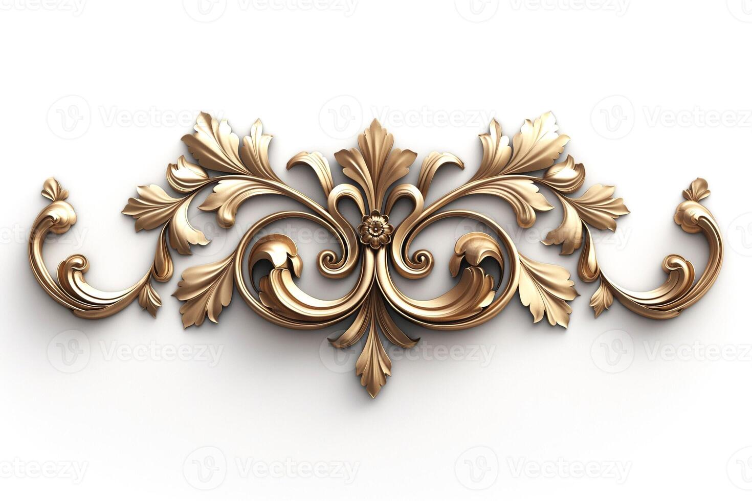 Elegant ornamental design in gold and cream tones, showcasing intricate floral patterns. photo