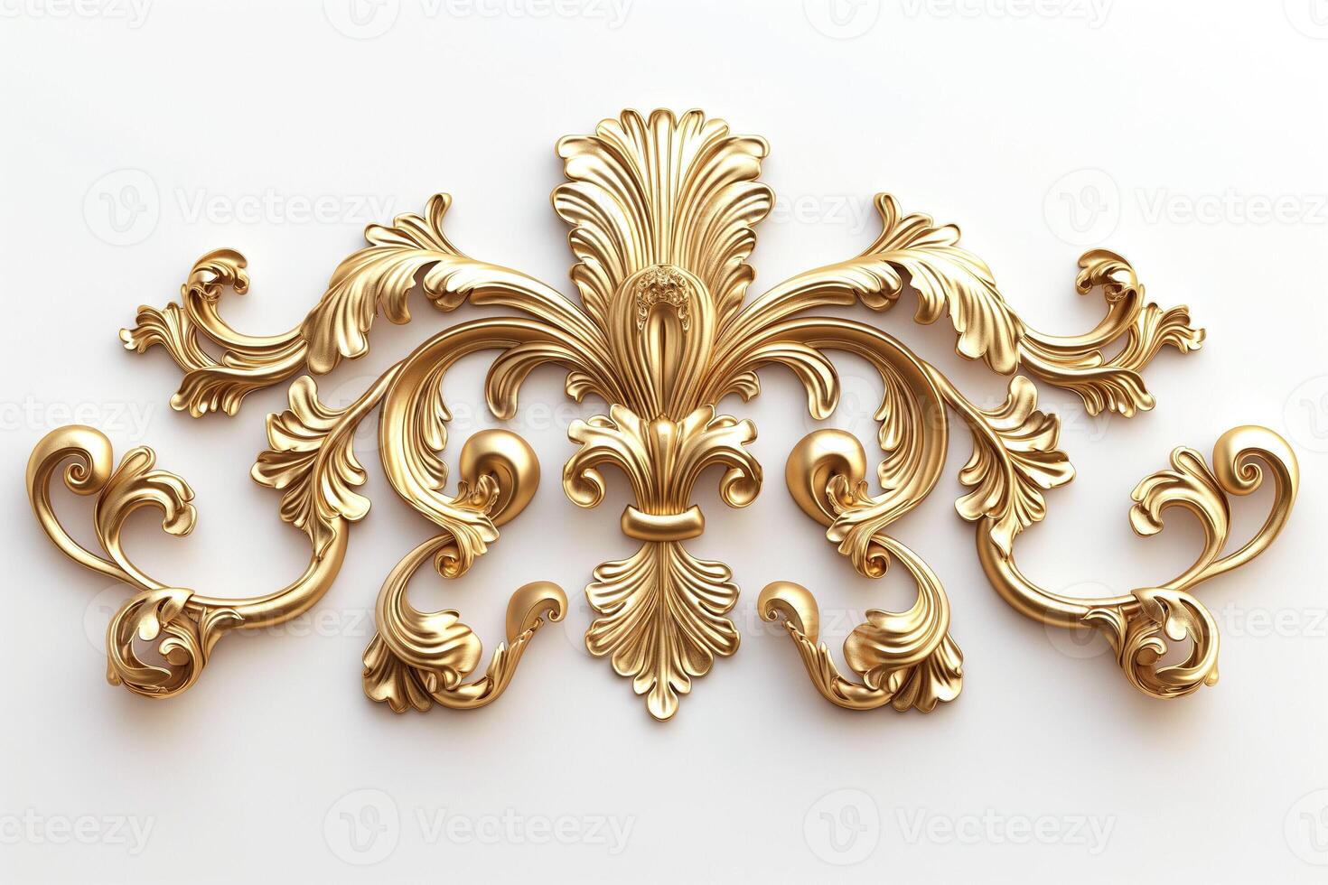 Intricate golden ornamental design showcasing elegant details and smooth curves. photo