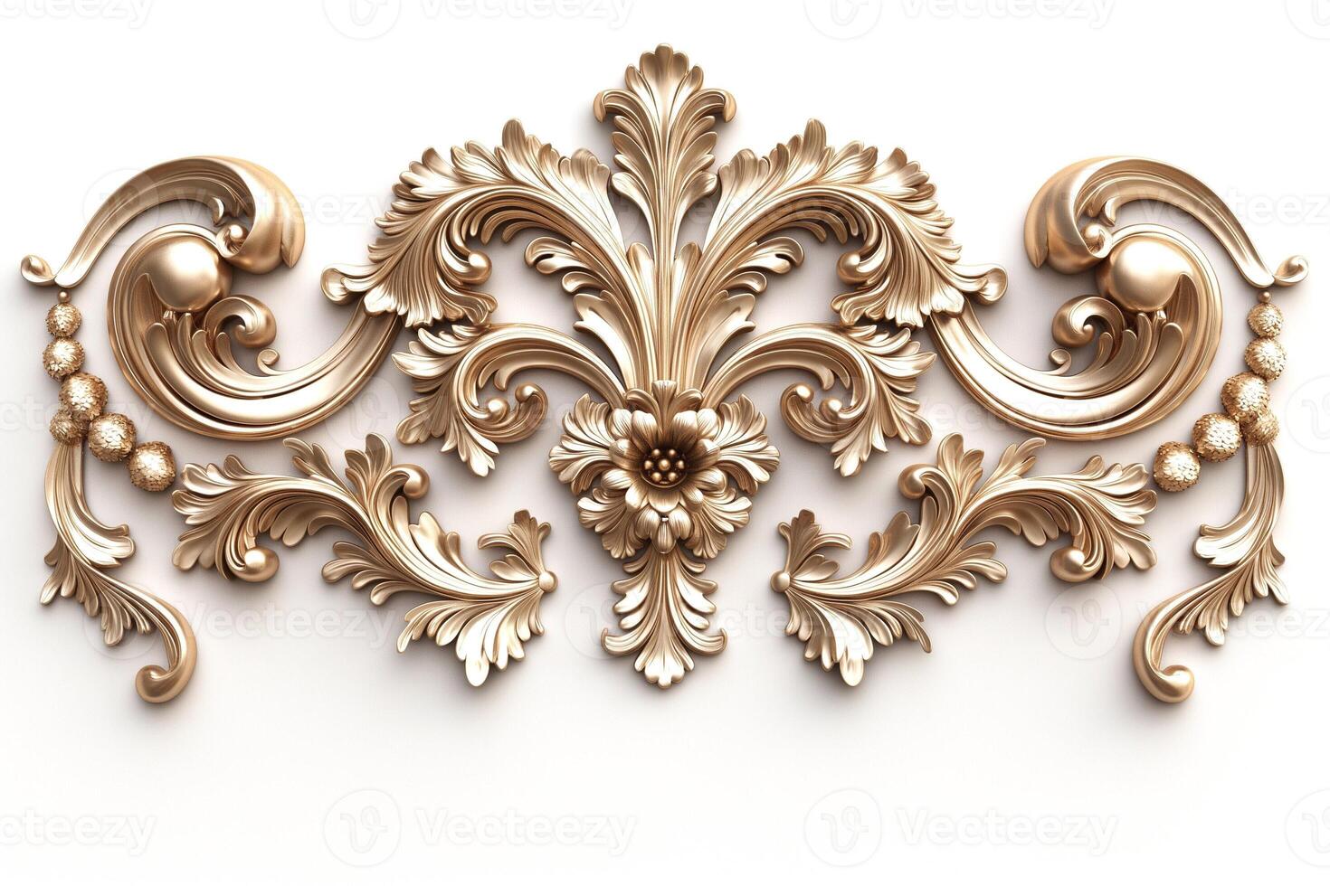 Intricate golden floral relief design showcasing luxurious detailing and craftsmanship. photo