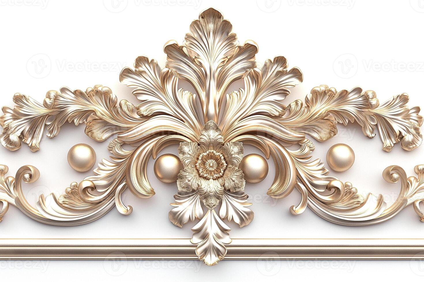 Ornate gold floral design, featuring intricate details and a polished finish, perfect for adding elegance to interiors. photo