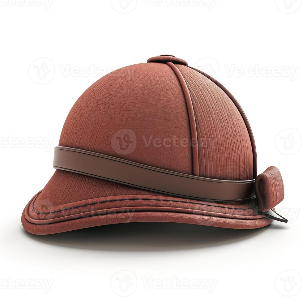 A vintage explorer's pith helmet, featuring a textured deep red finish and a classic design, ideal for outdoor adventures. photo