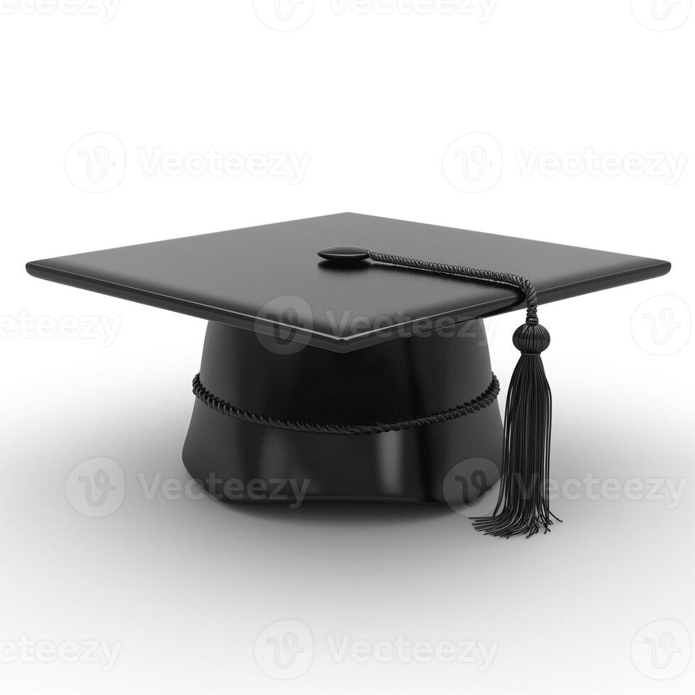 A classic black graduation cap with a tassel, symbolizing achievement and new beginnings. photo
