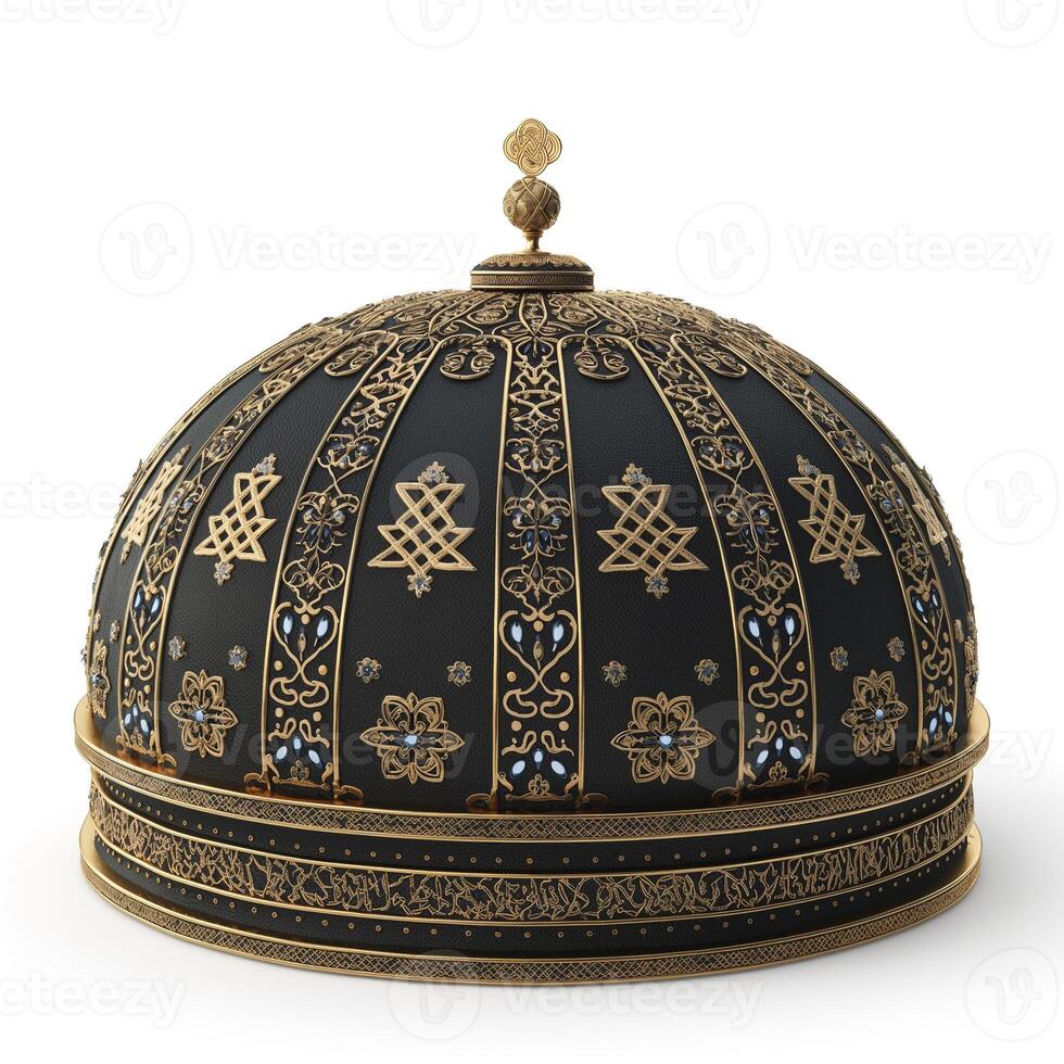A beautifully ornate domed structure with intricate gold detailing and floral motifs, showcasing cultural artistry. photo