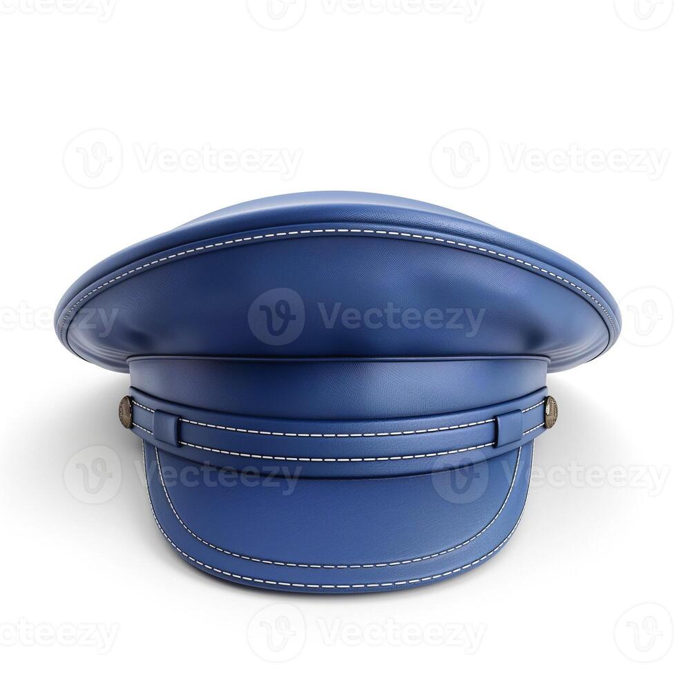A classic blue cap with white stitching, perfect for a fashionable statement or costume. photo