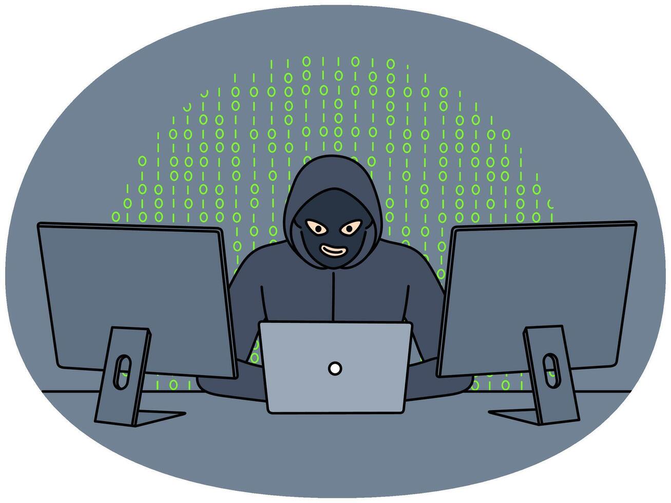 Male hacker steal information from computers vector
