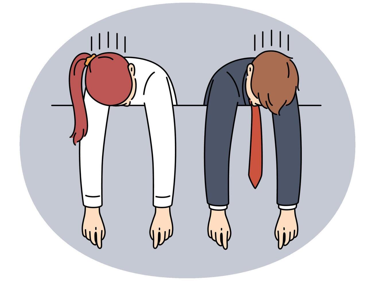 Tired employees lying on empty board vector