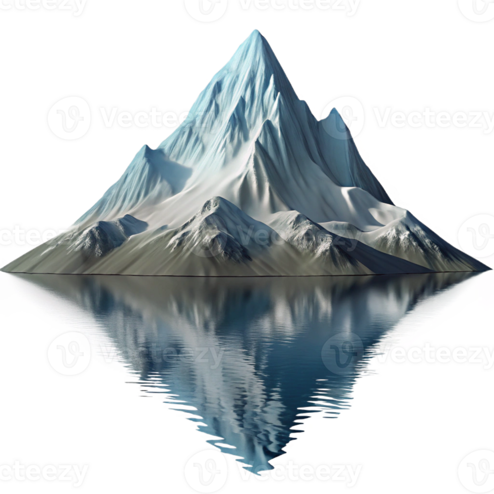 vibrant traditional A majestic snow-capped mountain peak reflecting in a crystal-clear alpine lake, crisp, detailed photography authentic png