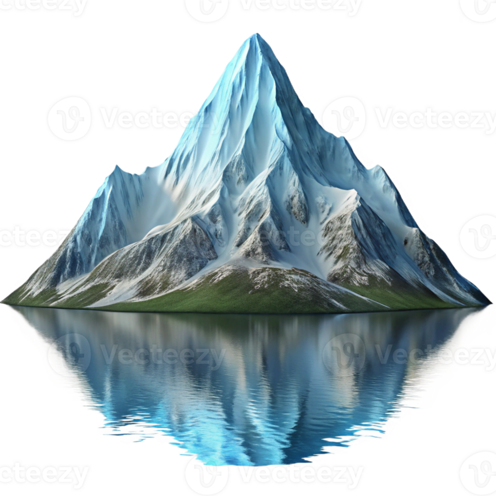 extraordinary artistic A majestic snow-capped mountain peak reflecting in a crystal-clear alpine lake, crisp, detailed photography high resolution png