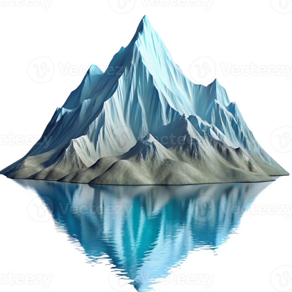 impressive modern A majestic snow-capped mountain peak reflecting in a crystal-clear alpine lake, crisp, detailed photography original png