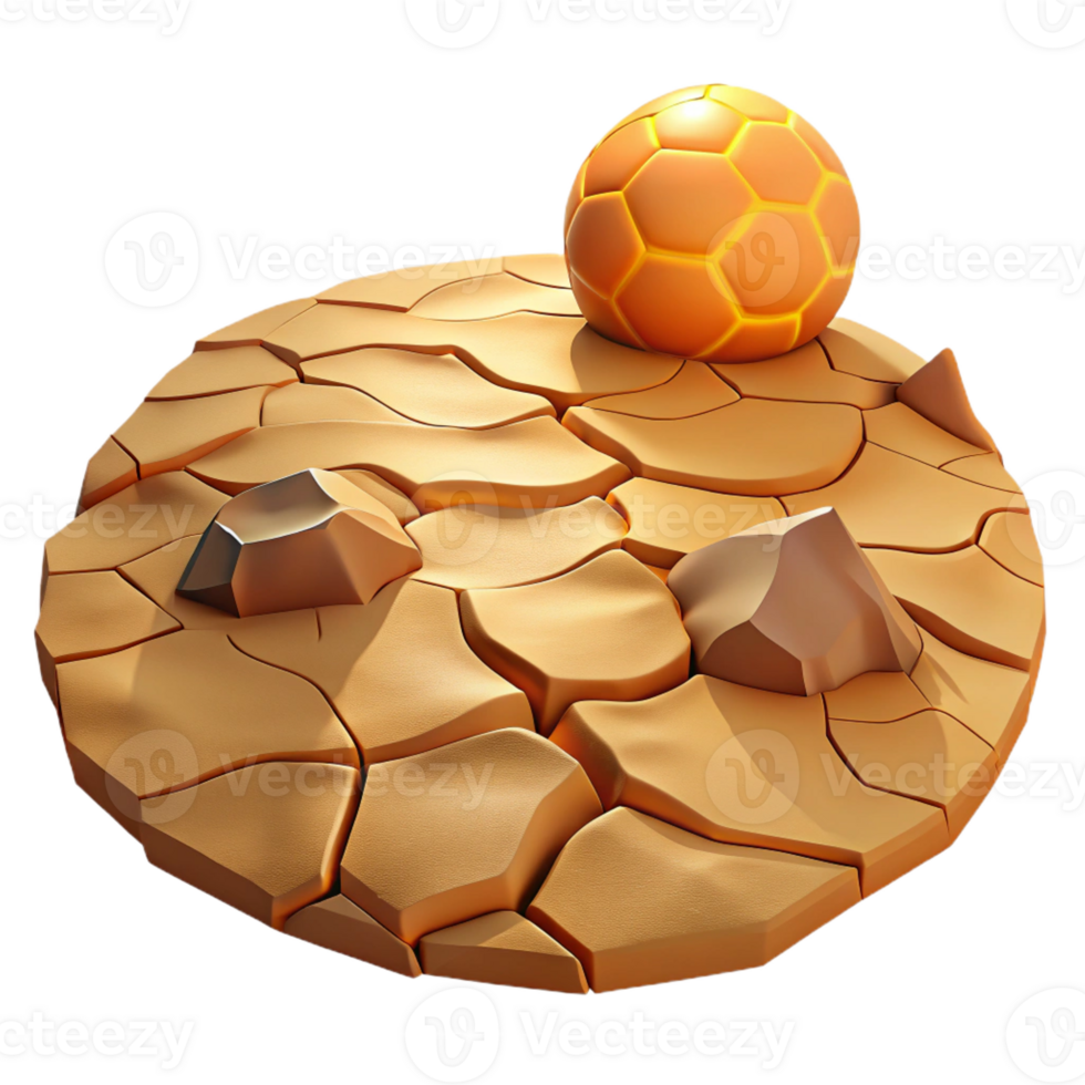wonderful minimalist A cracked desert landscape under the scorching midday sun, photorealistic, warm color palette high resolution png