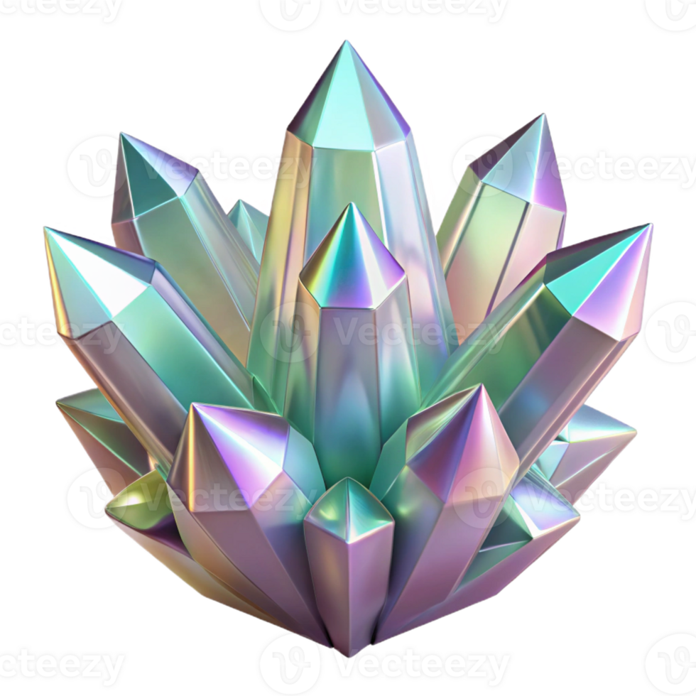 extraordinary contemporary A microscopic view of crystal formations, with intricate patterns and facets, in shades of clear and iridescent, illuminated by a polarized light professional png