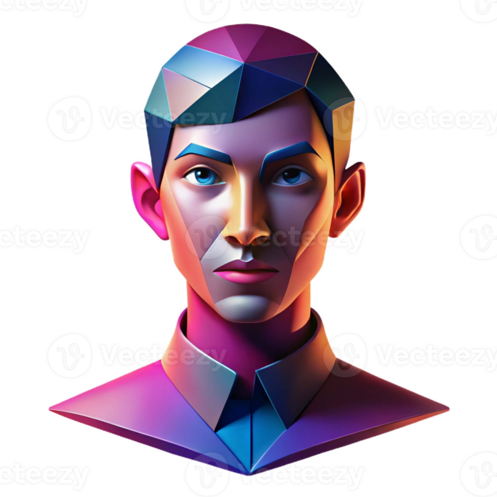 magnificent artistic An abstract portrait, composed of geometric shapes and vibrant colors, illuminated by a dramatic, chiaroscuro lighting original png